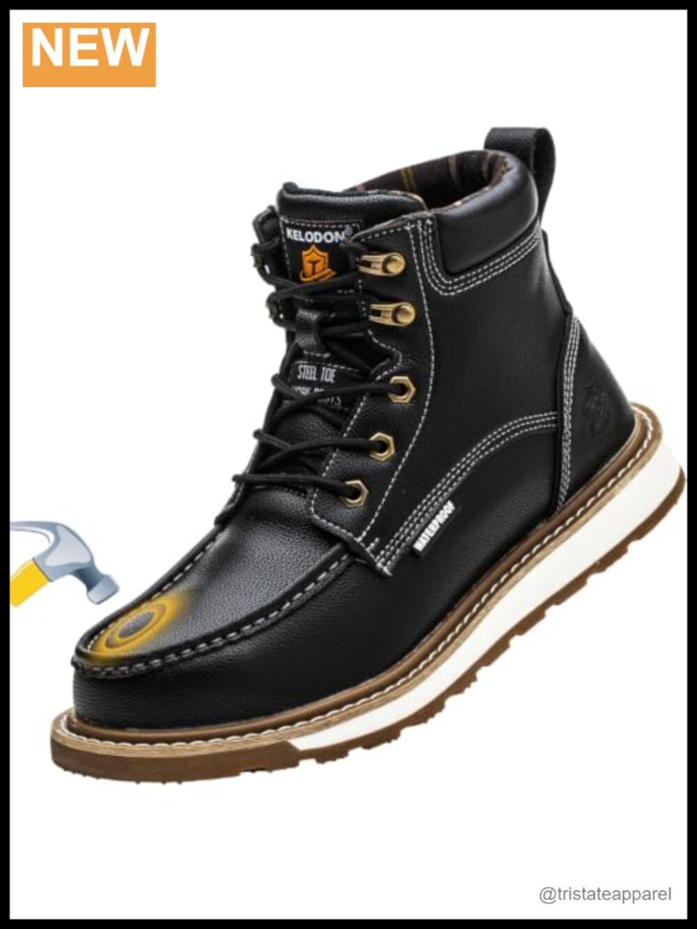 Waterproof Steel Toe Work Boots Faux Leather Safety Non-Slip Men's